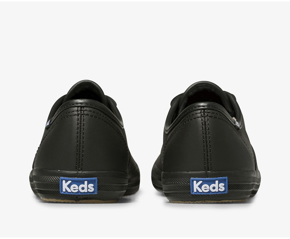 Keds Sneakers Black - Champion Originals Leather - Womens VKRUOW-280